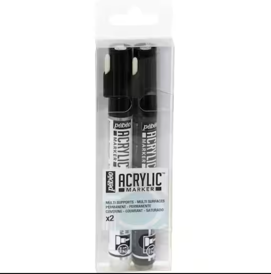 Pébéo 1.2mm Acrylic™ Paint Marker Set, Black & White