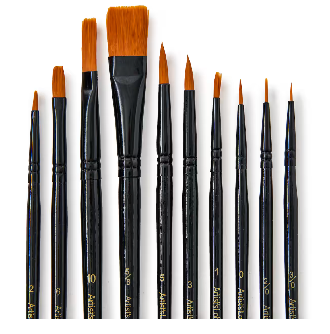 10 Piece Golden Synthetic Acrylic Brushes By Artist's Loft® Necessities™