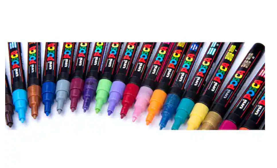 Uni Posca PC-3M 16 Color Fine Tip Paint Marker Set - assorted colours