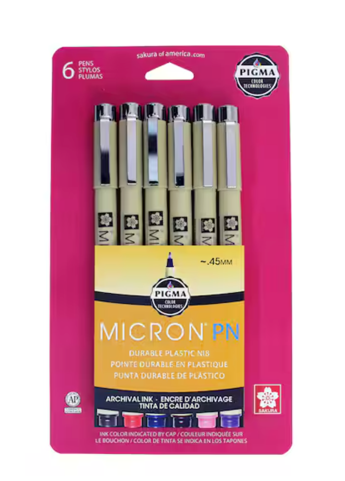Pigma® Micron® PN Durable Plastic Nib Pen Set - Sakura 6 pc
