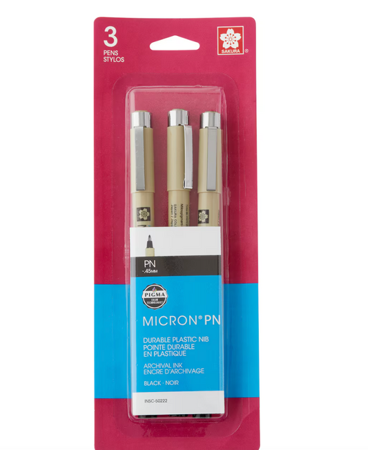 Sakura® Pigma® Micron® PN Pens, Black -3 pc .45mm