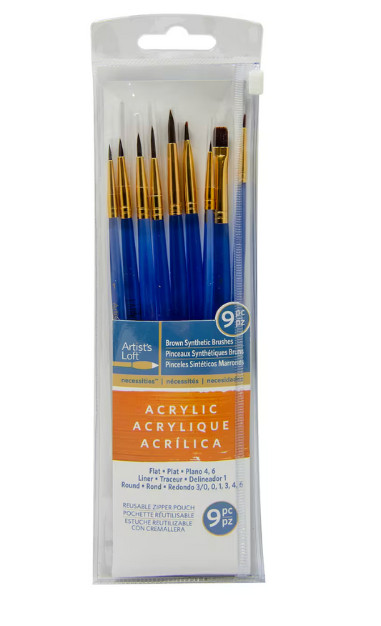 Brown Synthetic Acrylic 9 Piece Brush Combo by Artist's Loft®