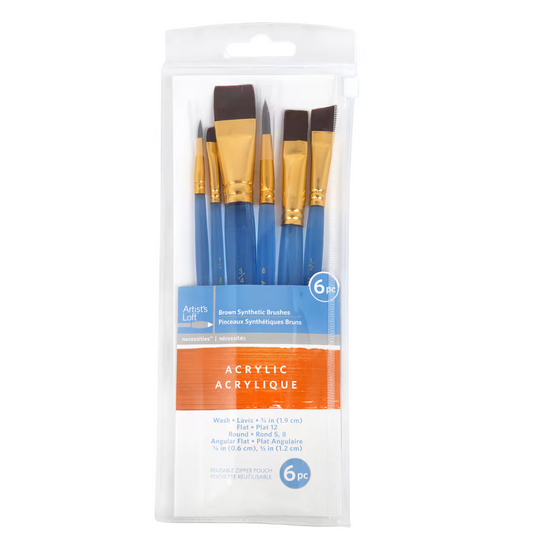 Necessities™ Brown Synthetic Acrylic Brush Set by Artist's Loft™ -6 peice