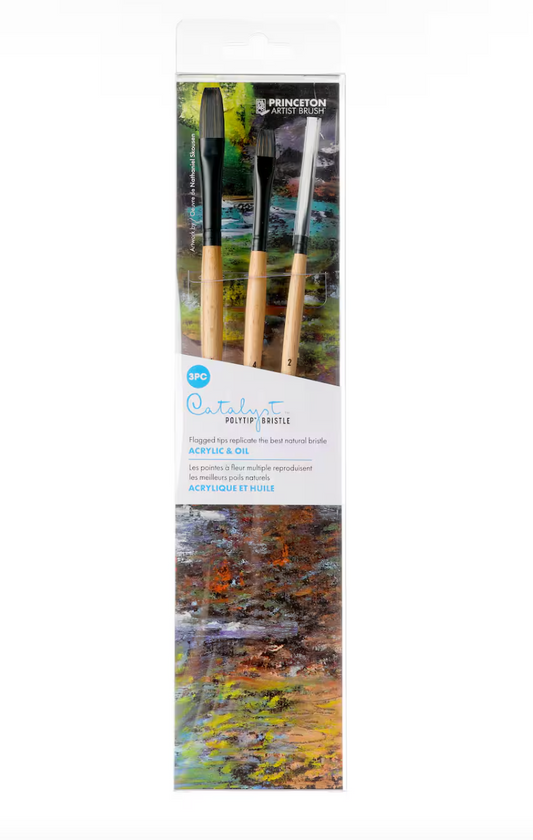 Princeton™ Catalyst™ Polytip™ Bristle Long Handle 3 Piece Brush Set